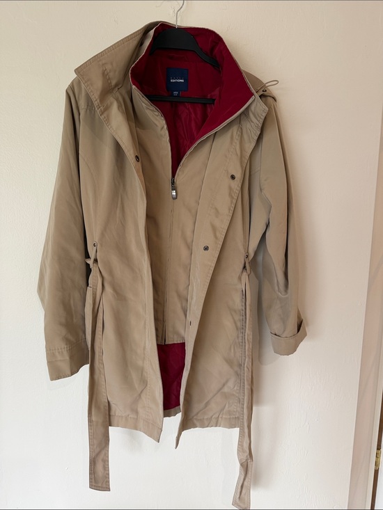 Basic Editions Jackets & Blazers - Basic Editions Khaki Trench Coat with Red Lining